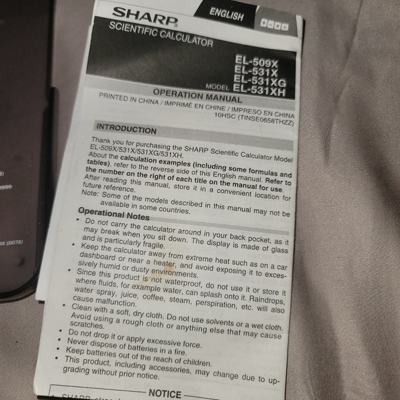 SHARP SCIENTIFIC CALCULATOR - MODEL EL- 531X - Picture 3 of 3